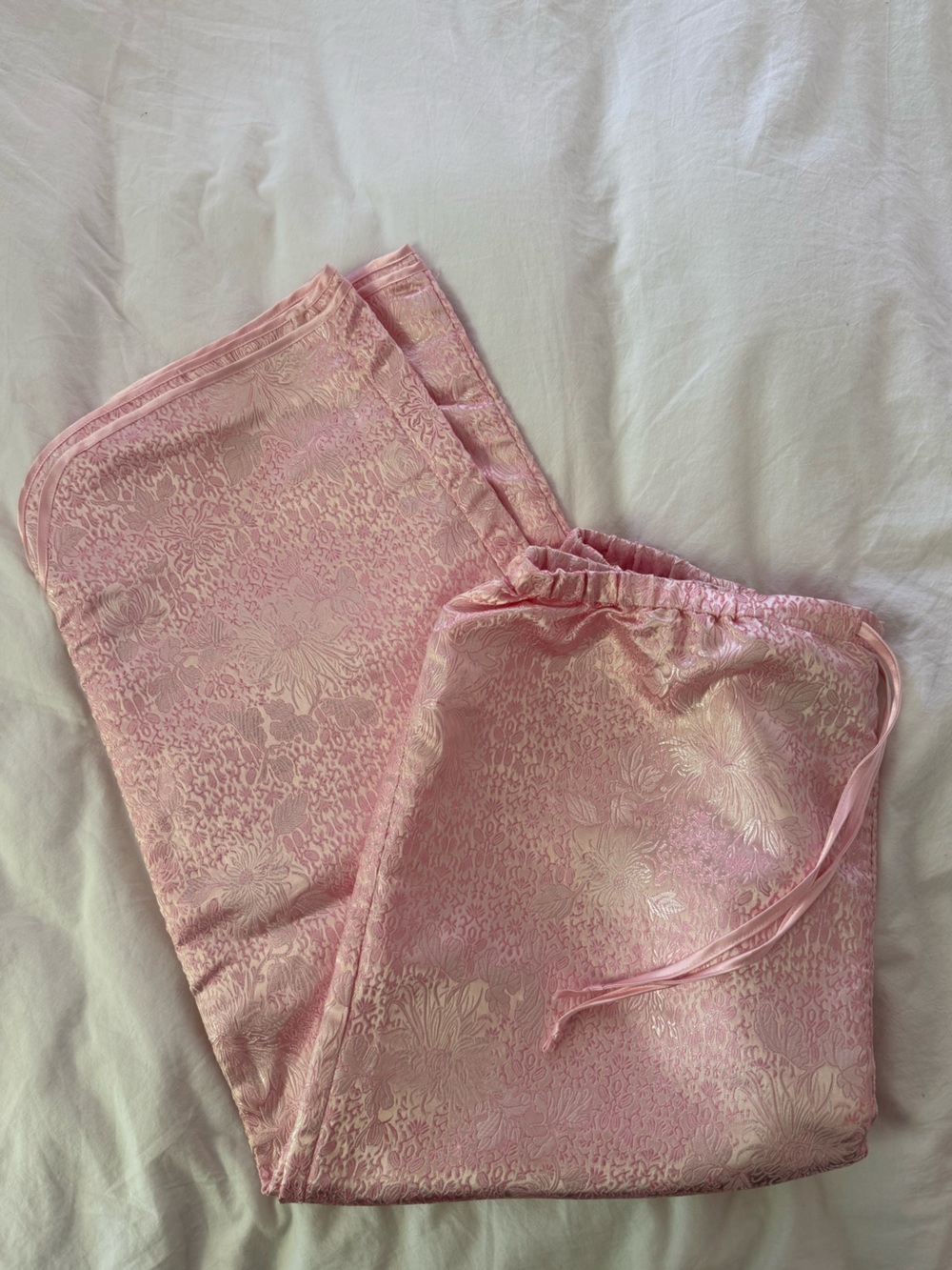 Mandarin Blue Satin Whimsy Girly Cropped PJ Pant